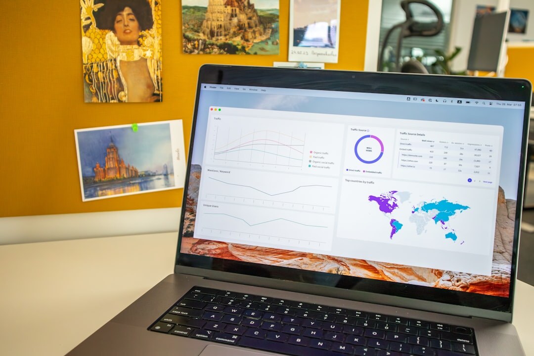 laptop screen with graphs